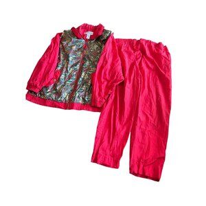 Lavon red green gold lined track suit jogging suit size Large